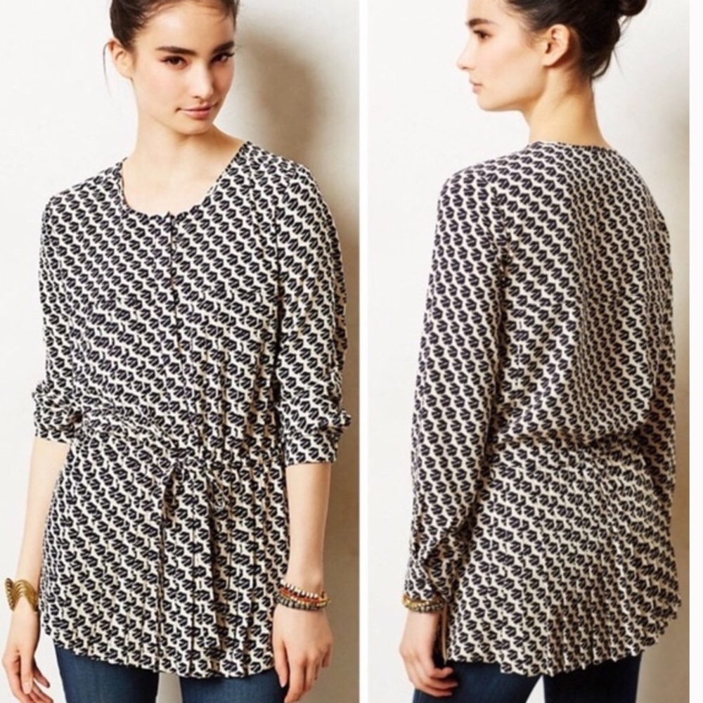 Maeve Black and Cream Patterned Tunic